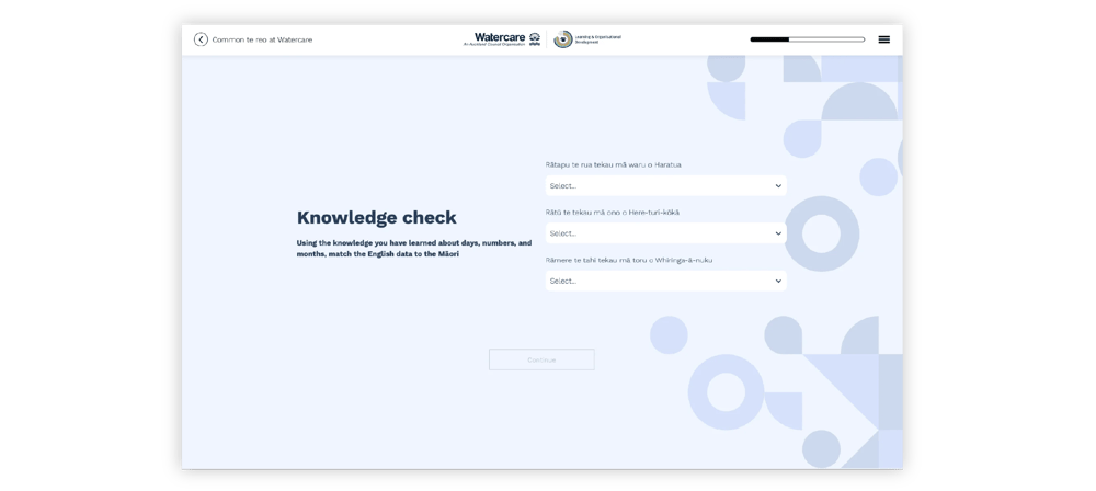 Te reo learning module screen