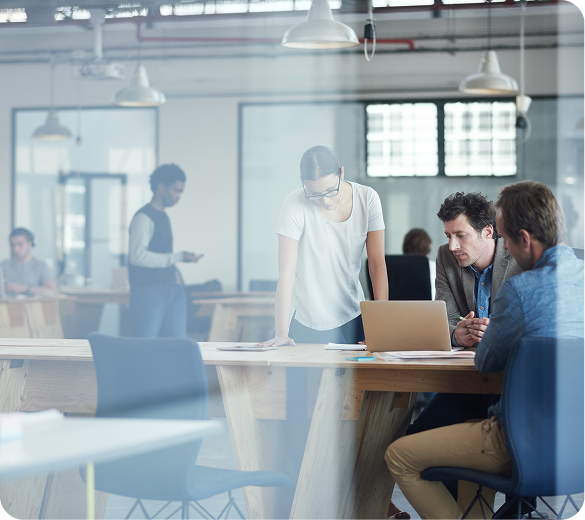 Team working at desks in a modern office